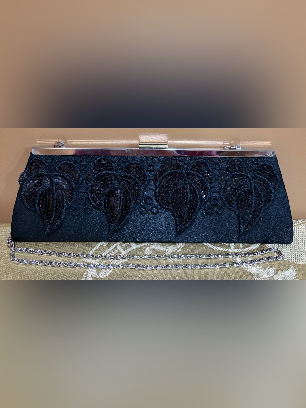 Black Embellished Evening Clutch